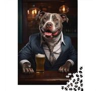 Happy XL Bully in The Pub 1000 Piece Jigsaw Puzzle for Adults, 38x26cm/1000pcs, Quiet Home Activity, Relaxing Indoor Time And Quiet Weekends