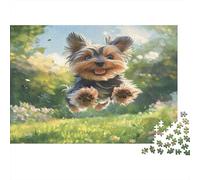 Happy Yorkshire Terrier Jigsaw Puzzles Puzzles for Adults Kids. 1000 Pieces Animal Whimsical Challenge Toy Educational Games Home Decoration for Educational Games Gifts 70x50cm/1000pcs