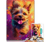 Happy Yorkshire Terrier Jigsaws Puzzles 1000 Pieces for Adults Gifts,Staycation Kill Time Every Piece Is Unique - Challenging Family Fun Game 75x50cm