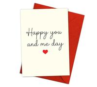 Happy You and Me Day - Simple Minimalist Romantic Card, Sweet Love Note for Boyfriend, Girlfriend, Husband or Wife, Cute Heart Design for Anniversary or Valentine’s - Single 5.3''x 8'' Folded with