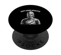 Happy Zombie Apocalypse Mummy Horror Design PopSockets Adhesive PopGrip