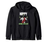 Happy Zombie Jesus Religious Easter Day Celebration Funny Zip Hoodie