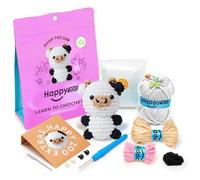 Happy Zoo Crochet Kits for Beginners Adults, with Step-by-Step Video Tutorial, Soft Yarn, Patrick The Penguin (Daisy The Cow)