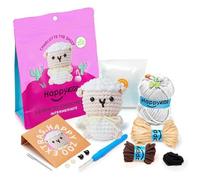 Happy Zoo Crochet Kits for Beginners Adults, with Step-by-Step Video Tutorial, Soft Yarn, Patrick The Penguin (Charlotte The Sheep)