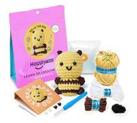 Happy Zoo Crochet Kits for Beginners Adults, with Step-by-Step Video Tutorial, Soft Yarn, Patrick The Penguin (Bella The Bee)