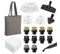 HappyAlley 18PCS Steam Cleaner Accessory Kit Compatible with Dupray - 4 Nylon Brushes, 4 Brass Brushes, 2 Stainless Steel Brush, 4 Microfiber Cloths, 3 Steam Bonnets