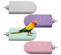 HappyAlley 4 Pack Bird Beak Grinding Stone, Pumice Lava Ledge for Birds, Chinchillas, Hamsters, Parrots, Bird Perch Stand Climbing Ledge, Teeth & Beak Grinding Block(Long)