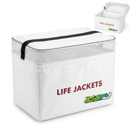 HappyAlley Heavy Duty Life Vest Storage Bag, Oxford Life Jacket Storage Bag with Carrying Handle, Fits 4 Type II Jackets for Boat, Kayak & Marine Safety Gear, Durable & Waterproof(White,1 Pack)