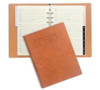 Happyaokeland Refillable Address Book with Alphabetical Tabs, Hardcover Phone Book 648 Contact Book w/Pockets, Large Print Address Books for Seniors, A5, Brown