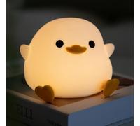 HAPPYBAG Cute Pea Duck Night Light,Duck Lamp,2 Levels Dimmable Silicone Ducky Light,LED Squishy Animal Light for Kids Sleep,Rechargeable Bedside Touch Lamp, Kids Room Decor Gift Toy