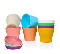 Happybase 6.7 inch Plant Pots, Plastic Planters Indoor Set of 8 Flower Plant Pots with Drainage and Saucer for All House Plants, Flowers, Herbs, Succulents and Hanging Plants (8 Colors)