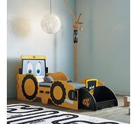 happybeds JCB Yellow Digger Children's Toddler Bed, 70 x 140 cm | 70 x 140 cm, JCB Yellow Digger Children's Toddler Bed, Foam Mattress Included, Yellow, JCB Digger Design, Children's Bedroom