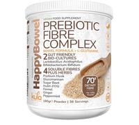 HappyBowel - Soluble Fibre Supplement - Dietary Fibre Powder - Psyllium Husk, Inulin FOS, Glucomannan, Beet, L-Glutamine, Peppermint, Prebiotics and Probiotics for Gut Health - Mix with Water - 180g