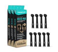 happybrush® Brush Heads for Electric Rotating toothbrushes - Compatible with R2 and Models from Other Manufacturers - AllBlack - 3x3 Pieces