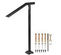 Happybuy 1-3 Step Steel Handrail, Black Varnished Stylish Handrails for Outdoor Steps, 330LBS Capacity