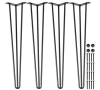 Happybuy Hairpin Table Legs 22" Black Set of 4 Desk Legs 880lbs Load Capacity (Each 220lbs) Hairpin Desk Legs 3 Rods for Bench Desk Dining End Table Chairs Carbon Steel DIY Heavy Duty Furniture Legs