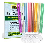 Happycoco All Natural Ear Candles Beeswax Candling Cones - 16 Pcs (8 Colours), 100% Non-Toxic Cylinders Fragrance Hollow Cone Candles with 8 Protective Disks (Upgraded)