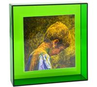 HappyDino 4x4 Acrylic Picture Frame for Wall and Tabletop Neon Floating Photo Frame with Decorative Bright Color, Turquoise Green