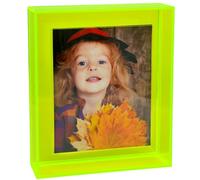 HappyDino 4x6 Acrylic Picture Frame for Wall and Tabletop Neon Floating Photo Frame with Decorative Bright Color, Neon Green