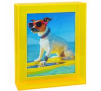 HappyDino 8x10 Acrylic Picture Frame for Wall and Tabletop Neon Floating Photo Frame with Decorative Bright Color, Neon Yellow