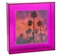 HappyDino 8x8 Acrylic Picture Frame for Wall and Tabletop Neon Floating Photo Frame with Decorative Bright Color, Purple