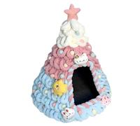 HappyERA- Handmade Felt Christmas Tree Cat House, Cute Christmas Cat Bed Pet Cave Cat Nest Kitten Hut Hideout Warm Cat Condo Tents in Winter - Pink+Blue