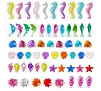 HappyFiller 120 PCS Sensory Bin Filler,Mini Resin Figures,Diving Gem Pool Acrylic Sea Shells Starfish Gemstones Under The Sea Party Decoration,Beach Theme,Vase Filler,Fish Tank Decorations,Crafts