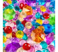 HappyFiller 130 PCS Acrylic Diamonds Fake Crystal Gems 2 Size Mixed for Swimming Pool Pirate Treasure Box Hunt Jewels,also Wedding Party Decor Table Scatters,Colored Vase Fillers