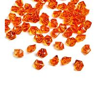 HappyFiller 15 OZ Orange Fake Ice Rocks Acrylic Chunk Cubes,Pirate Treasure Gems Stone,Vase Fillers,Resin Arts Crafts,Faux Crystal Dazzler,Centerpieces,Table Scatter,Home Decoration