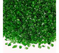 HappyFiller Deep Green Crushed Glass Sand 1.3LB 3-7mm Vase Filler Crafts | Color fused inside the deep green glass - won't bleed in water, resin or paint. 1.3LB 3-7mm colorfast chips in a PET jar