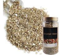 HappyFiller Fall Christmas Decoration Metallic Baige Crushed Glass Sand,1.3 LB(1.5 Cup) 3-7mm Vase Filler,Wedding Table Centerpiece,Candle Holder,Epoxy Resin Art,Craft Glitter,Terrarium Gravel