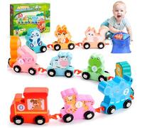 HappyGoLucky 1 2 3 4 Year Old Boy Girls Toys, Farm Animals for 2 Year Olds Wooden Boys Toys Age 2 3 4 Animals Train Set for Kids Toy Age 2-4 Birthday Presents for Toddlers