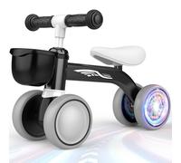 HappyGoLucky Baby Balance Bike 1 2 3 Years Old, Ride on Toys for 1-3 year old Boys 1st Birthday Gifts for Boy, Toddler Bike for 10-24 Months Baby Walker With LED Lights, Removable Basket