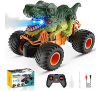 HappyGoLucky Dinosaur Remote Control Cars, 1:16 Scale Monster Truck Toy with Spray Roar LED Lights, 2.4GHz Rc Car Boys Toys Age 3-8, Kids Toy Gifts for 3-8 Year Old Boy Christmas Xmas Gifts for Kids