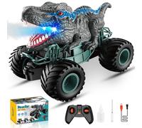 HappyGoLucky Dinosaur Toys for Boys, 1:16 Scale RC Monster Truck with Spray Roar LED Lights, Kids Toys for 4-8 Year Old Boys Gifts Toys Age 3 4 5 6 7, Outdoor Garden Toys Easter Gifts for Kids