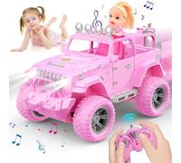 HappyGoLucky Remote Control Car for Girls, Pink RC Car with Doll, Toys for 3 4 5 6 7 8 9 10 Year Old Girls Gifts RC Jeep SUV Gifts Presents