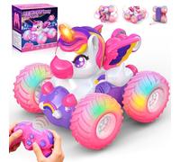 HappyGoLucky Remote Control Cars, Unicorn Gifts for Girls 3-8 year Old, Rc Stunt Car With LED Light, Girls Toys for 2 3 4 5 6 7 8 year Old Girl Birthday Presents, Stocking Fillers Kids Toy Cars