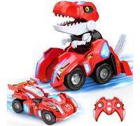 HappyGoLucky Remote Control Transforming Dinosaur Cars for Boys Ages 3-8 | 2.4GHz Transformers Toys Dinosaur RC Car with LED Lights & 360° Spins, 3-12 year old Boy Girls Gifts Birthday Presents