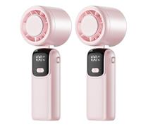 HappyGoo Portable Fan 2 Pcs, 5-Speed Turbo Mini Fan, Smart LED Display for Speed and Battery, Quiet Low-Noise Design, Suitable for Outdoor, Travel, Commuting, and Summer Use