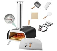 HAPPYGRILL Outdoor Pizza Oven, Multi-fuel Portable Wood Fired and Gas Pizza Oven with Built-in Thermometer, Fold-up Legs, Pizza Stone, Pizza Peel & Wood Tray, Pizza Maker