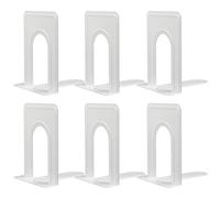 HappyHapi Book Ends Metal Bookends for Shelves, Non-Skid Book End to Hold Books Heavy, 3 Pair Bookend Supports, Large Book Stopper for Office Home Kitchen Library, 5.7 X 4.9 X 6.5 in?White?6 Pcs?