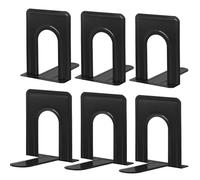 HappyHapi Bookends, Metal Bookend for Shelves, Non-Skid Book End to Hold Books, Black Book Stopper/Holder for Office Home Kitchen, 5.7X 4.9 X 6.5 in, 3 Pair(6 Pcs, Large)