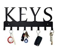 HappyHapi Key Holder Wall Mount, Metal Key Holder for Wall Decorative with 8 Key Hooks, Key Organizer Rack Hanger for Home, Entryway, Front Door, Hallway, Office, Matte Black, 11.4''4.9''0.6''