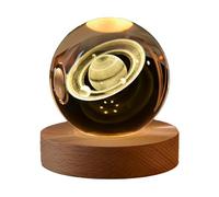 Happyhaves Calming Stellar Spheres The Galaxy,Saturn and The Moon, 3D Solar System Crystal Ball Night Light,LED Crystal Space Lamp for Bedroom Living Room Decor (B)