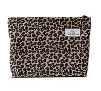 HAPPYHEIDI Aesthetic Makeup Bag Cosmetic Toiletry Travel Zipper Pouch, Canvas Lined, Purse Organizer, LG-Brown Leopard Twill-Large, Large