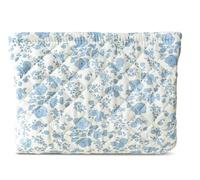 HAPPYHEIDI Cotton Quilted Makeup Bag Cosmetic Toiletry Travel Pouch Purse accessory Organizer, Little Blue Orchids