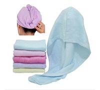 Happyit 1PCS 100% Bamboo Fiber Soft Head Towel Super Magic Absorbing Hair Drying Hat for Women's Girls Lady's Bath Shower (Blue)