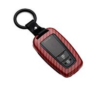 Happyit ABS Carbon Fiber Shell Car Key Cover Cases for Toyota CHR C-HR Prado Prius Camry Corolla RAV4 2 3 4 Buttons Keyless Keychain (Red)