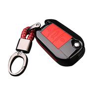 Happyit ABS Carbon Fiber Shell + Silicone Car Key Case Cover Keychain for Peugeot 508 301 2008 3008 408 for Citroen C4L CACTUS C5 C2 C3 C4 C6 C8 Picasso Xsara (Red A)