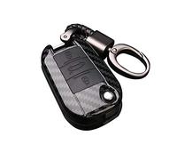 Happyit ABS Carbon Fiber Shell + Silicone Car Key Case Cover Keychain for Peugeot 508 301 2008 3008 408 for Citroen C4L CACTUS C5 C2 C3 C4 C6 C8 Picasso Xsara (Black)